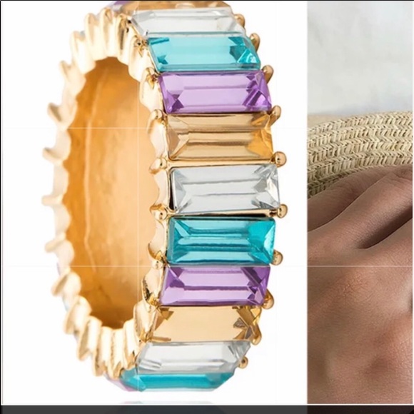 Multicolor pastel CZ stone ring - Picture 2 of 4